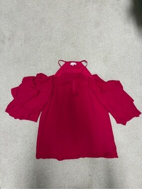 Parker Fuchsia Cold Shoulder Ruffle Mini Dress XS